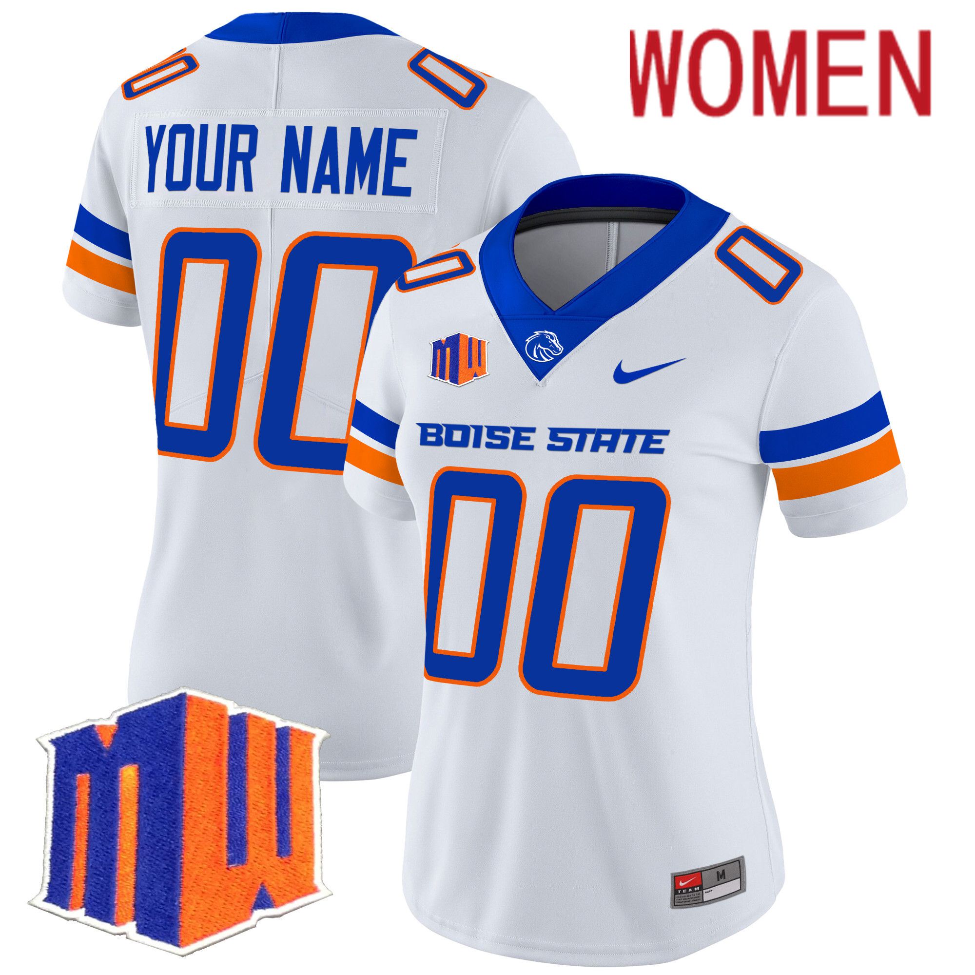 Women Boise State Broncos White Nike 2024 Vapor Limited Custom NCAA Jersey